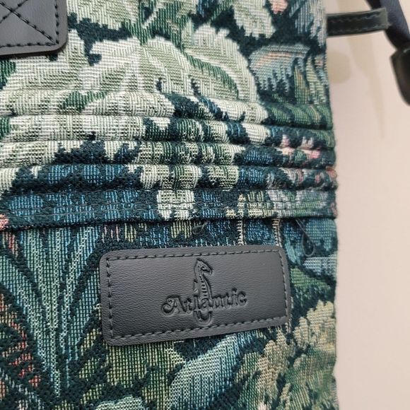 Vintage 1980s ATLANTIC Floral Tapestry Travel Zippered Shopping Tote Bag, Green - Picture 5 of 16